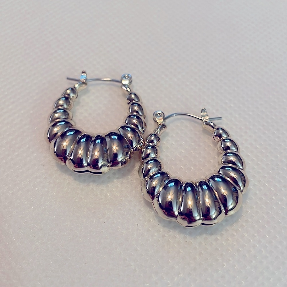 5 Pair Earring Set -Silvertone - Dangles & Hoops NWOT - Picture 4 of 6
